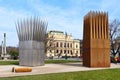 Memorial to Jan Palach, Ales embankment, Old Town UNESCO, Prague, Czech Republic. Sculptural composition of the SonÃ¢â¬â¢s and Mothe